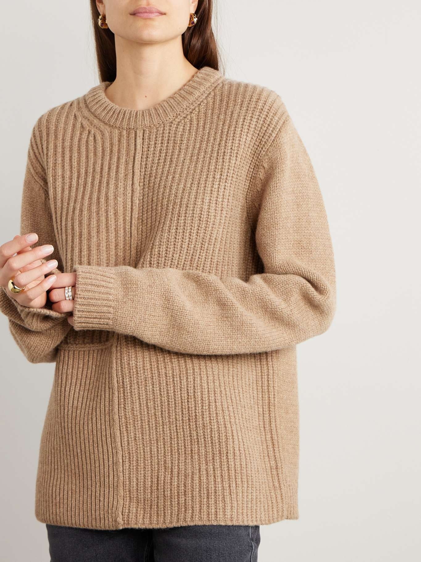 Paneled ribbed wool sweater - 3