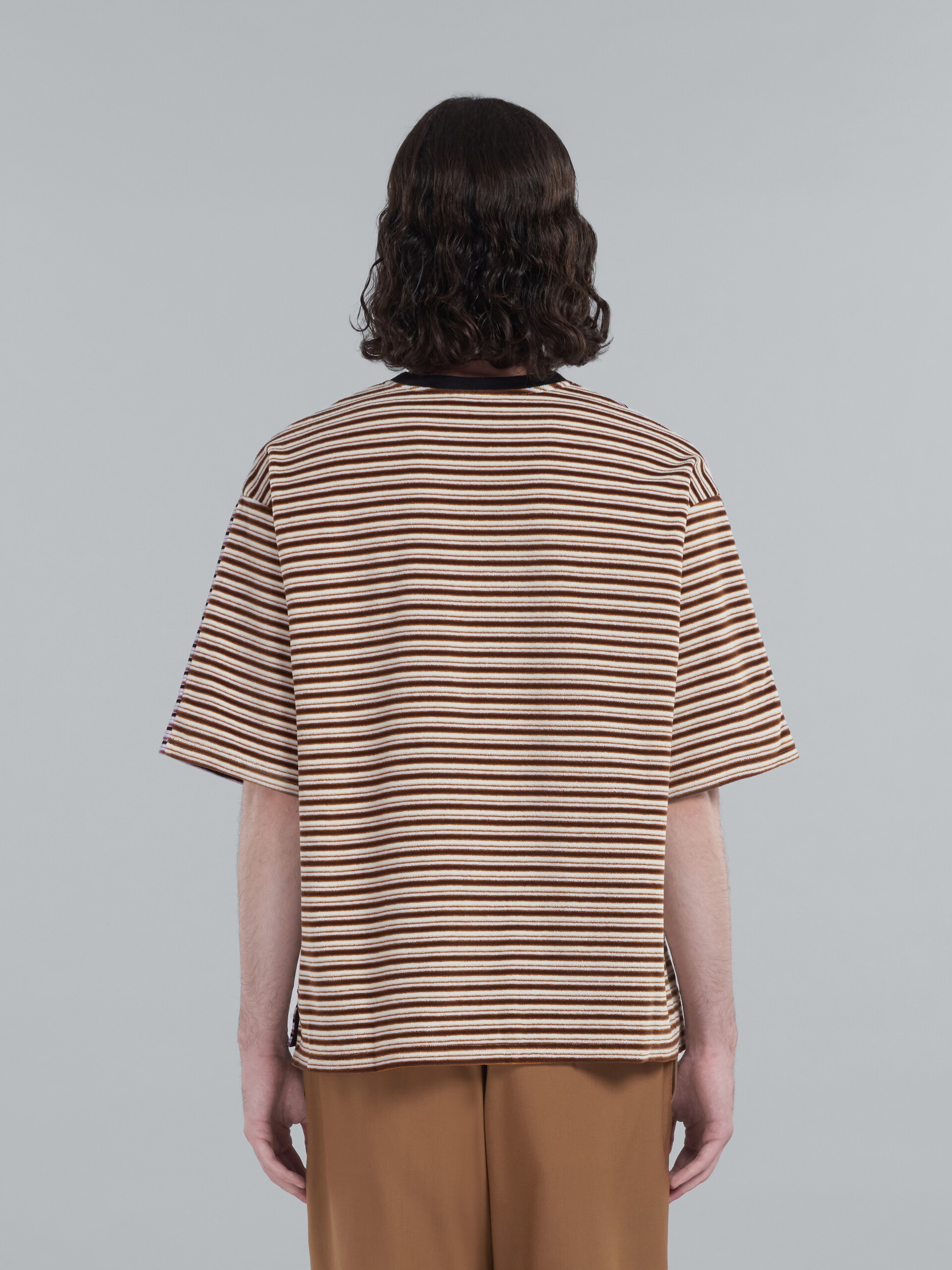 STRIPED VELOUR SHORT-SLEEVED T-SHIRT - 3