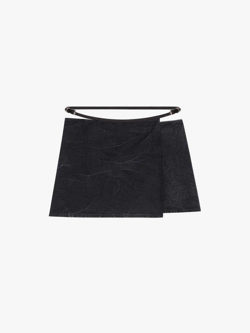 VOYOU WRAP SKIRT IN DENIM - 1