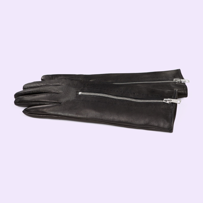 GUCCI Leather gloves with zip outlook