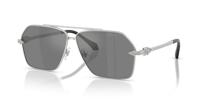 Versace Grey Silver Mirror Navigator Men's Sunglasses VE2284 10006G 63 - 1