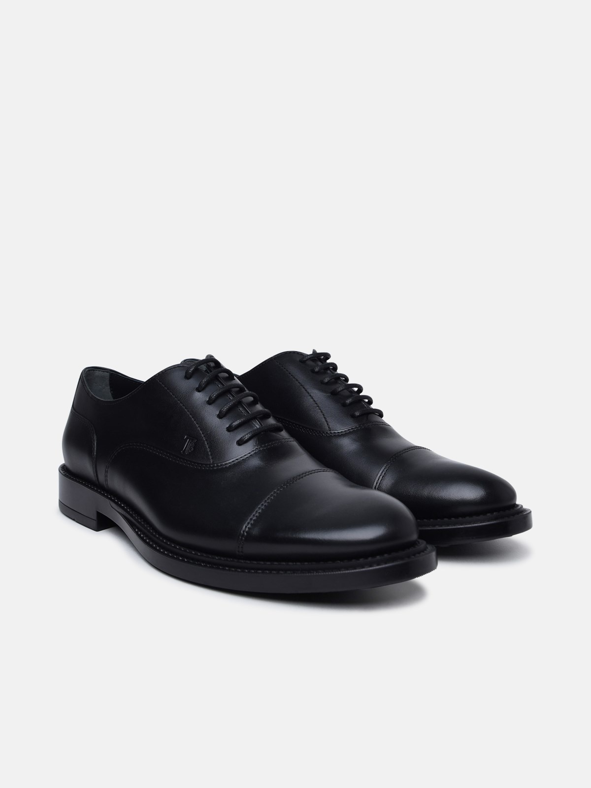 BLACK SMOOTH LEATHER LACE-UP SHOES - 2