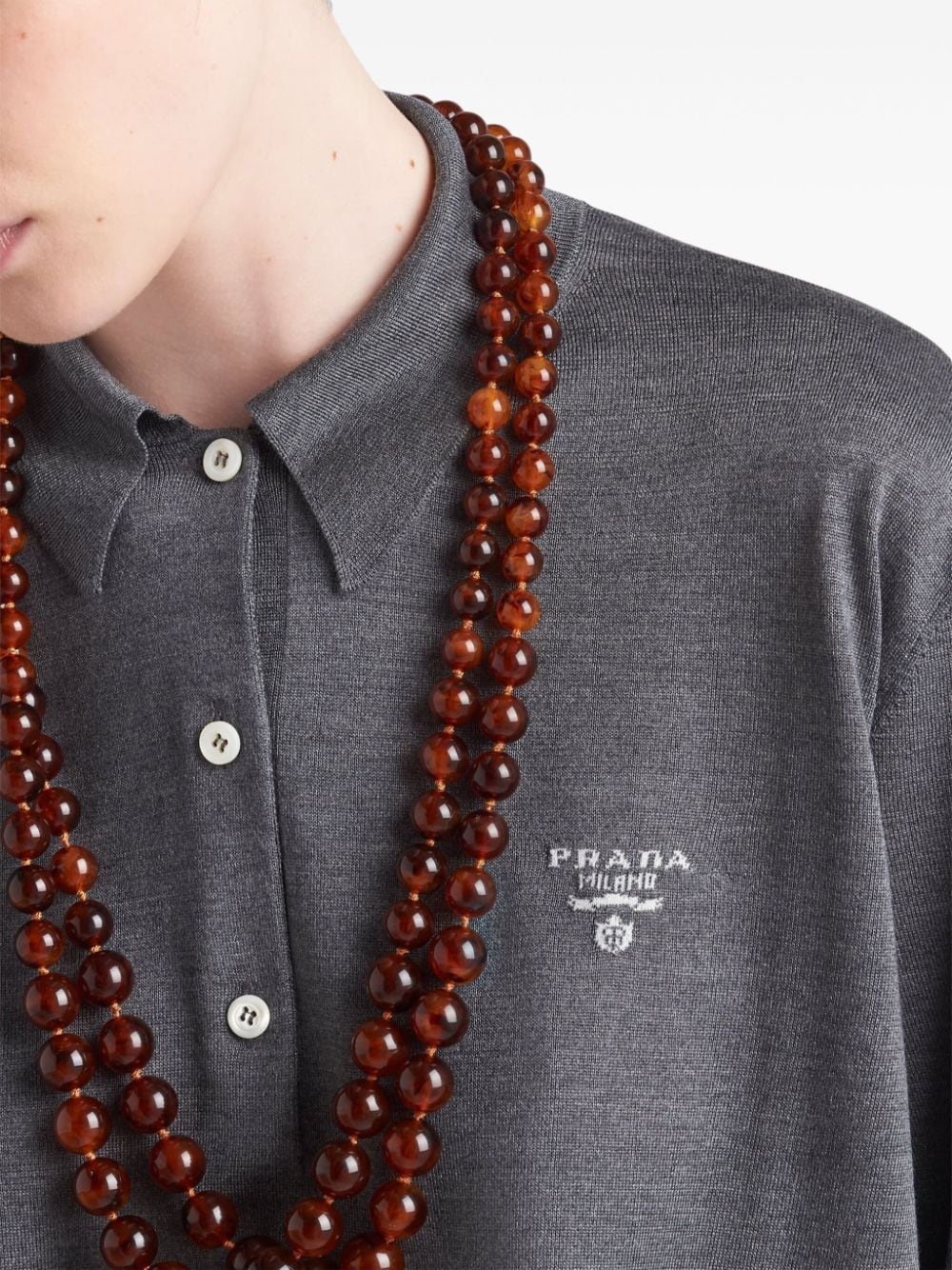 logo-intarsia silk polo shirt - 5