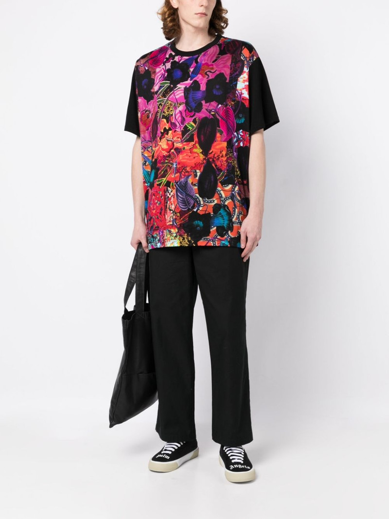 Yohji Yamamoto patchwork-design cotton T-shirt outlook