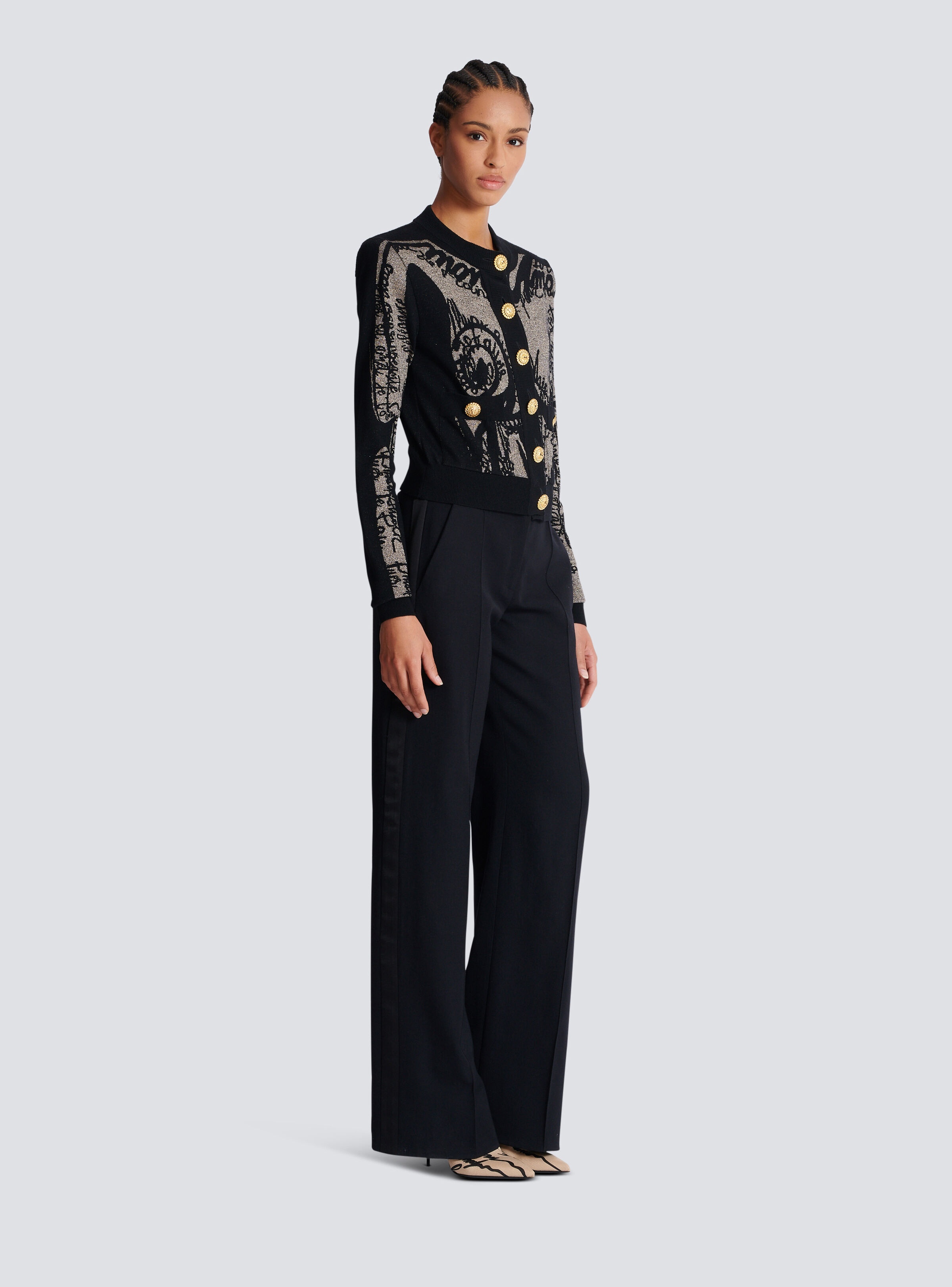 Jacquard knit cardigan with body motif - 3