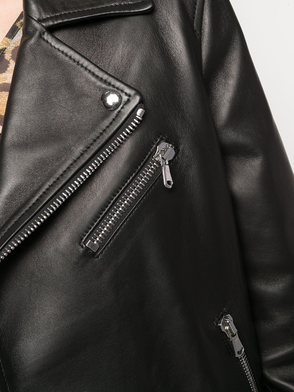 pleated back leather jacket - 5