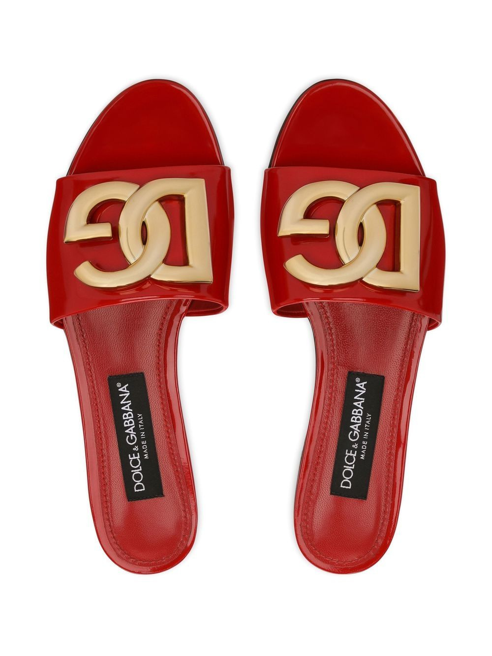 logo-plaque leather slides - 4