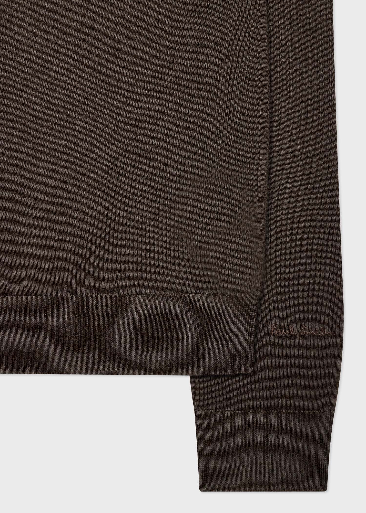 Dark Khaki Merino Wool V-Neck Sweater - 2