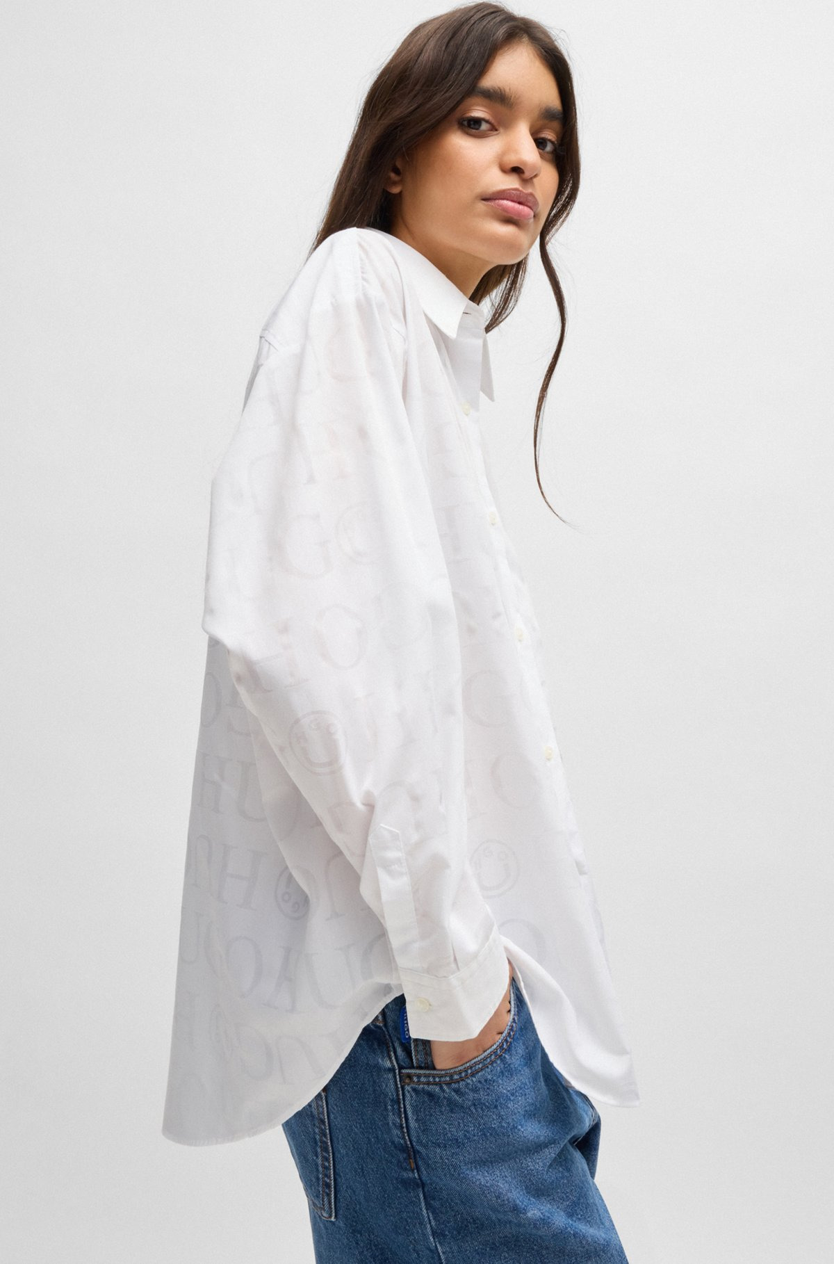 OVERSIZE-FIT BLOUSE WITH DEVORÉ LOGO PRINT - 6