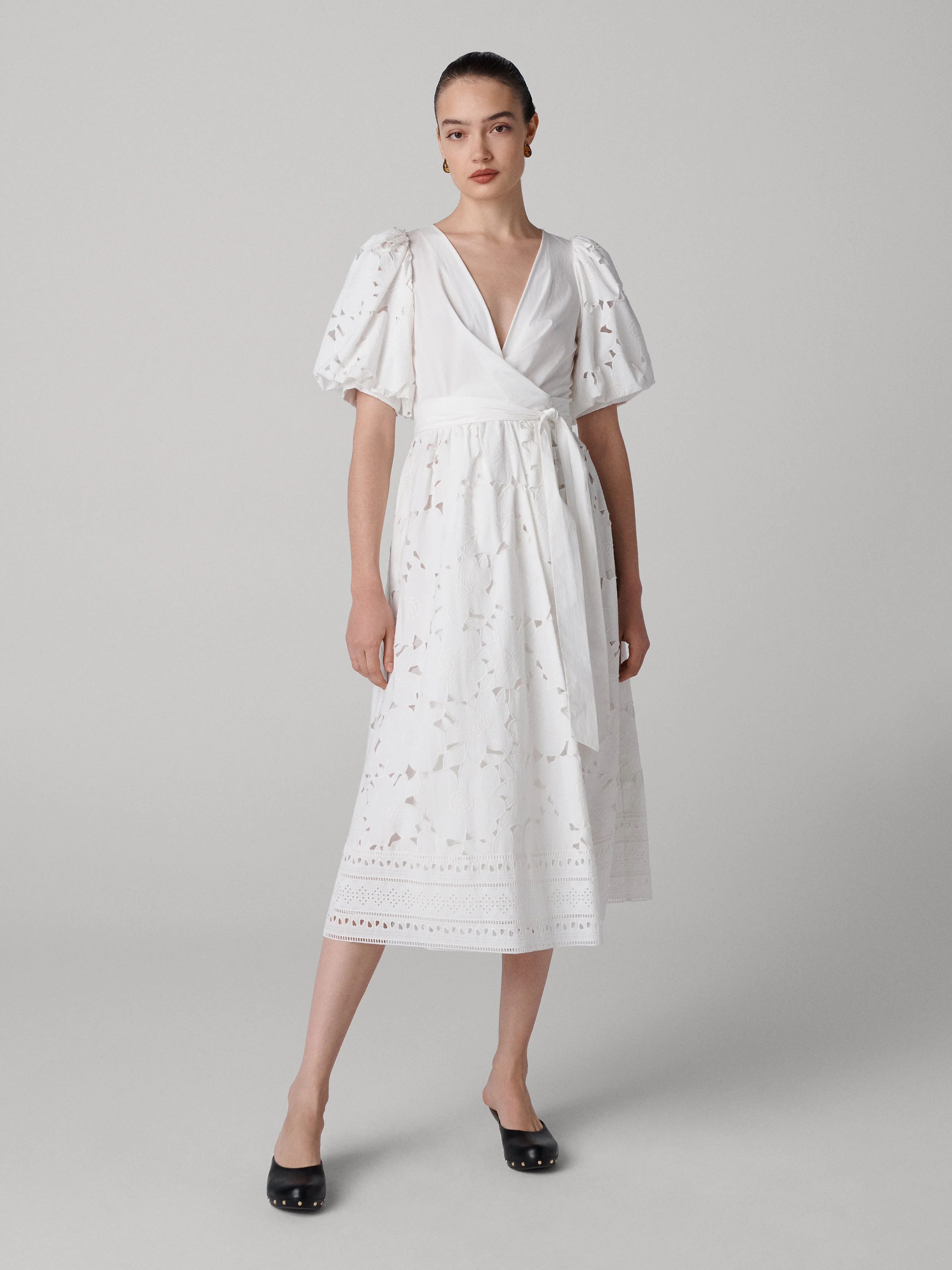Delilah Eyelet Cotton Wrap Dress - 1