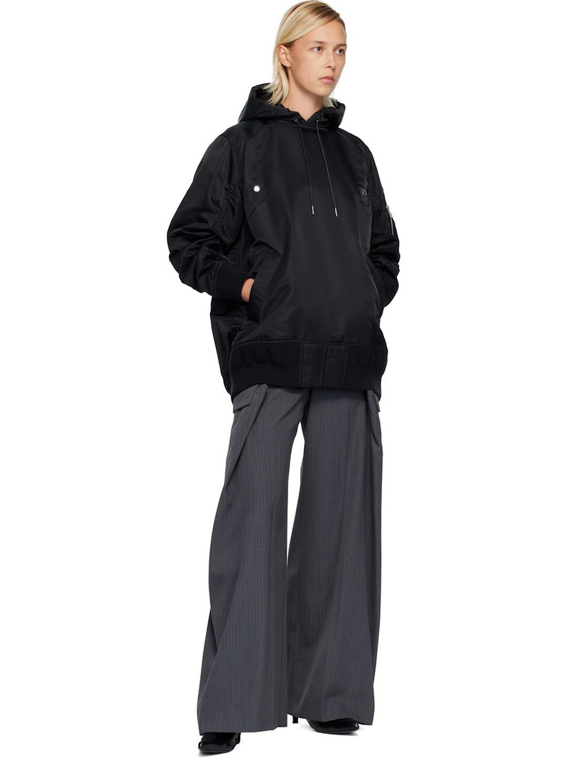 sacai Black Nylon Twill Hoodie outlook