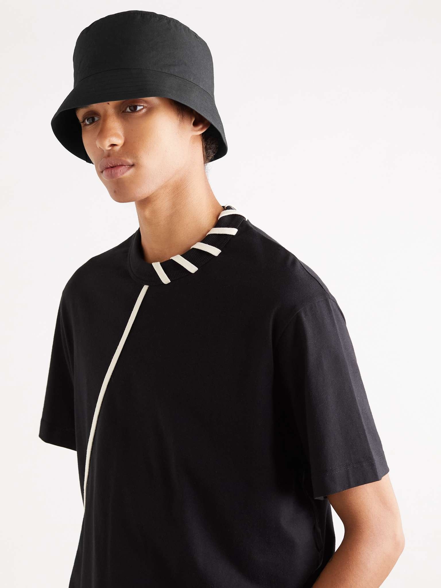Lace-Up Cotton-Shell Bucket Hat - 4