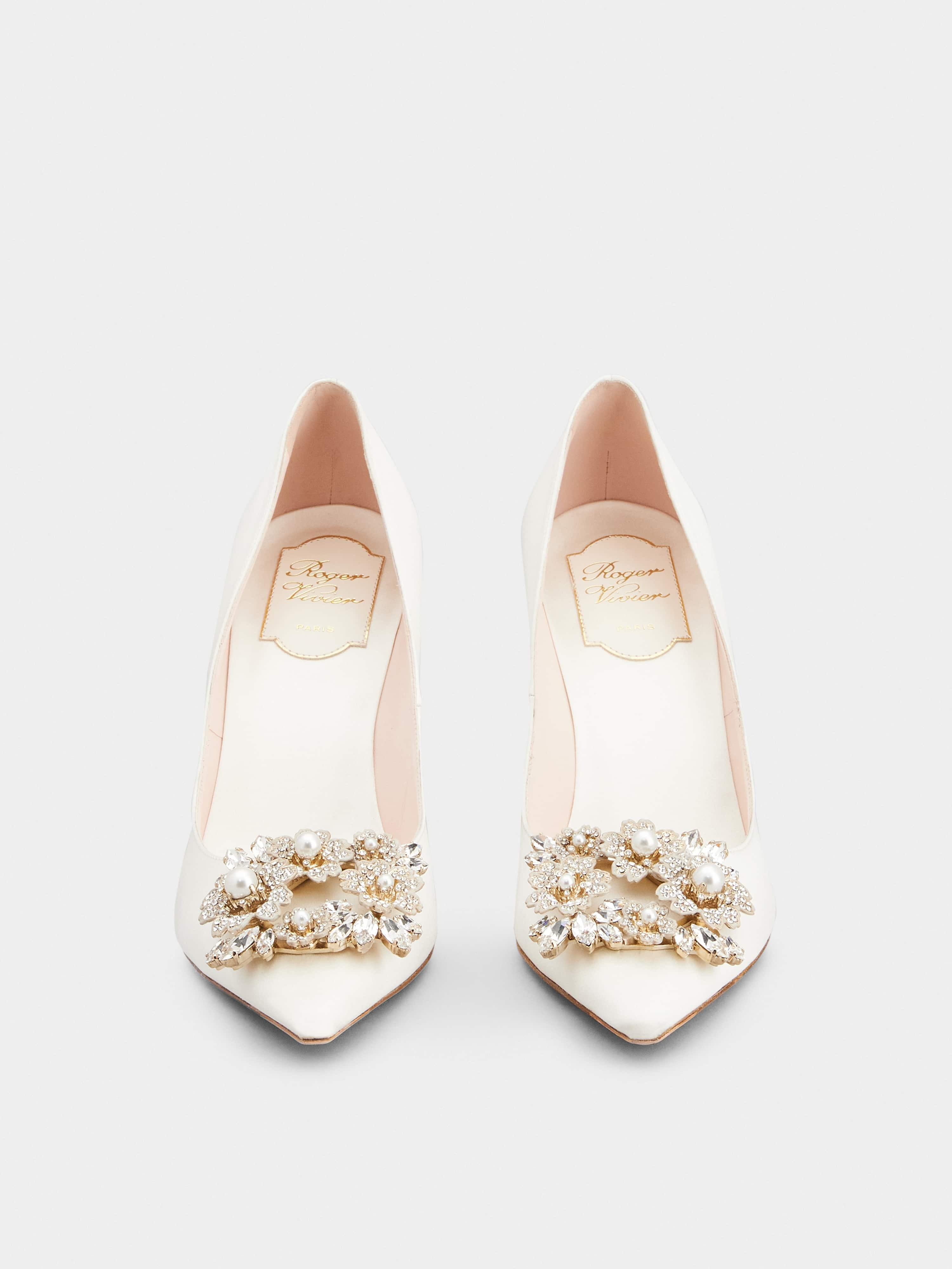 RV Bouquet Strass Pearl Buckle Pumps in Satin - 7
