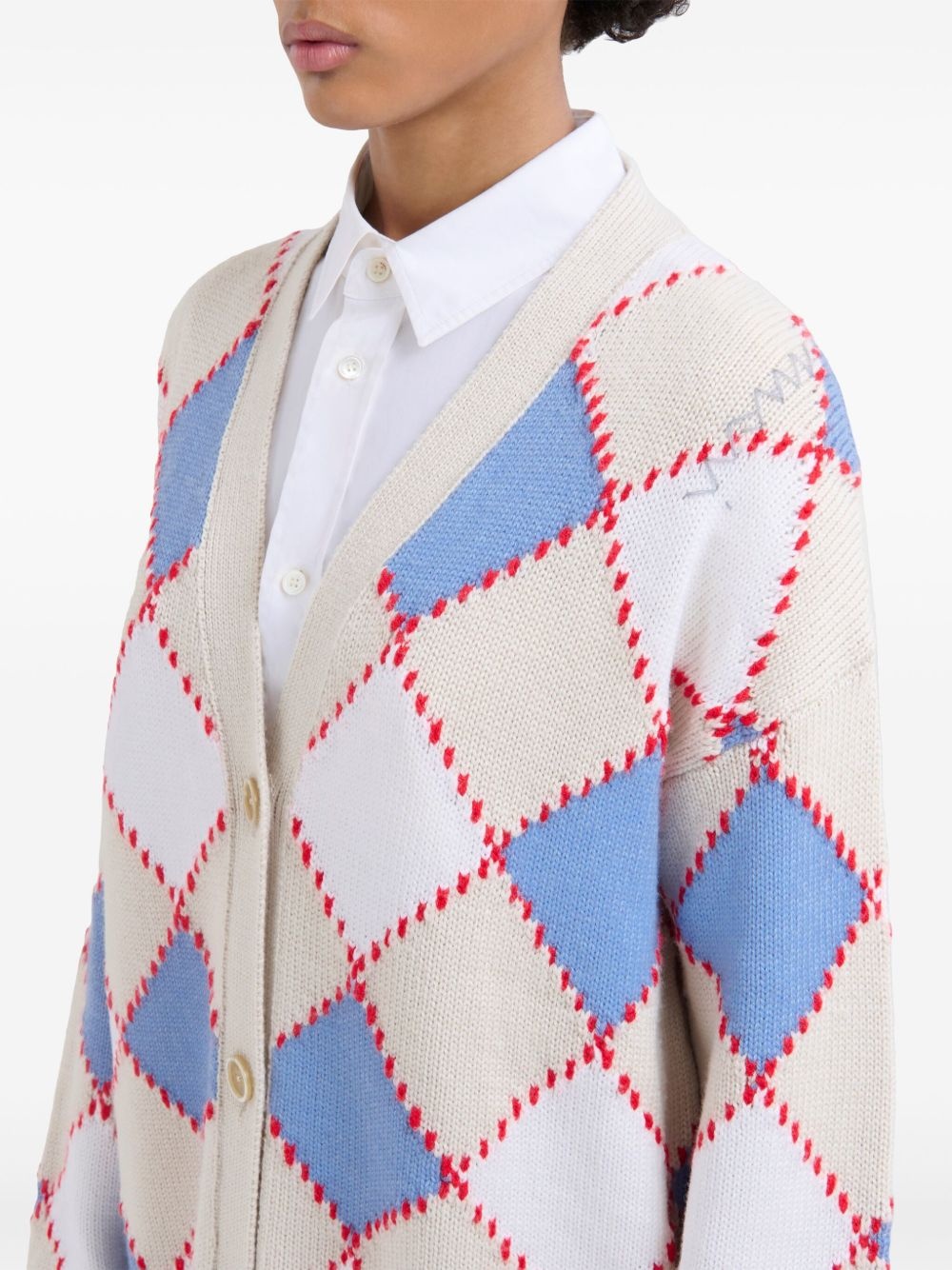 diamond-pattern cardigan - 5