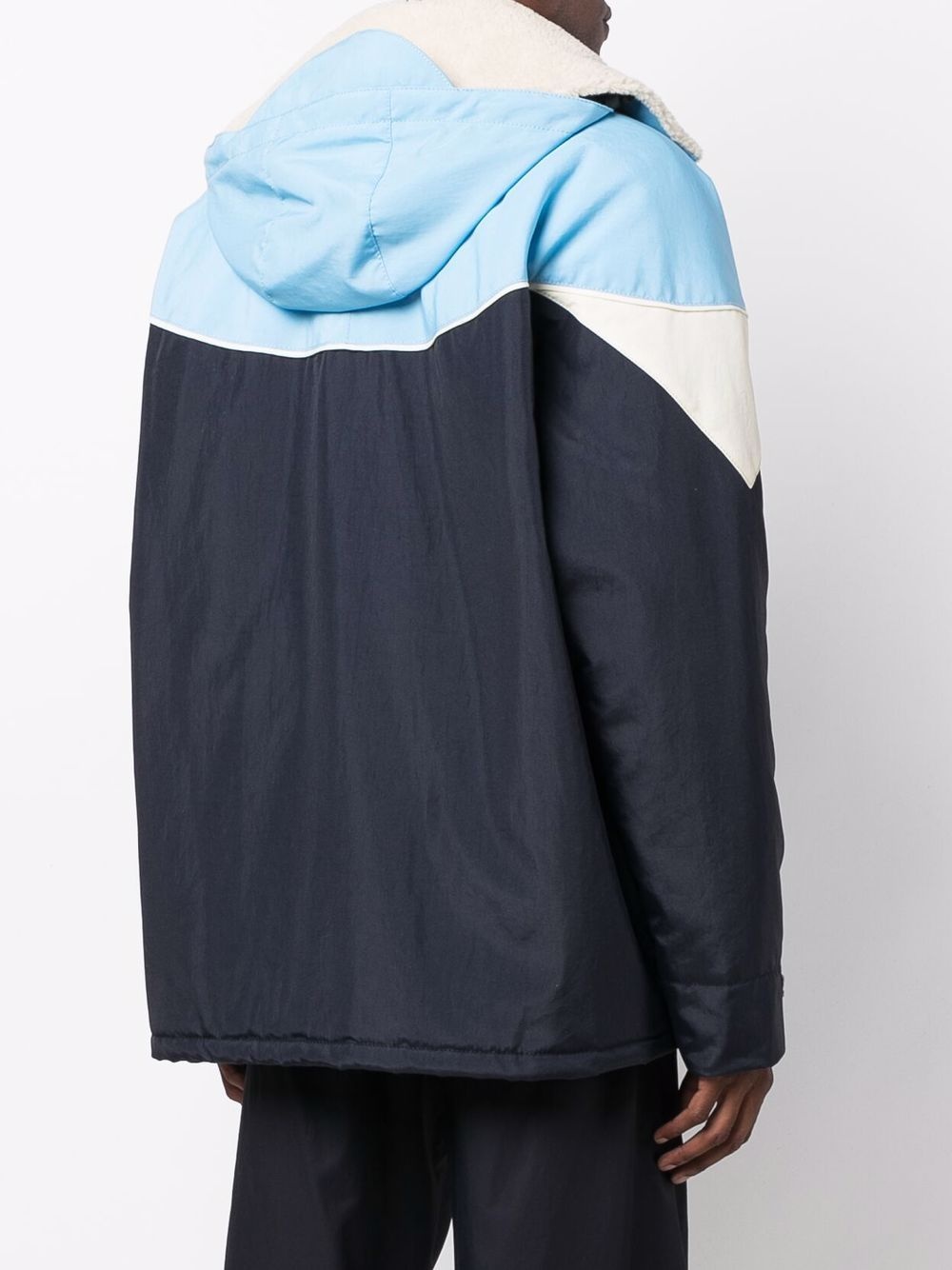 colour-block hooded parka - 4