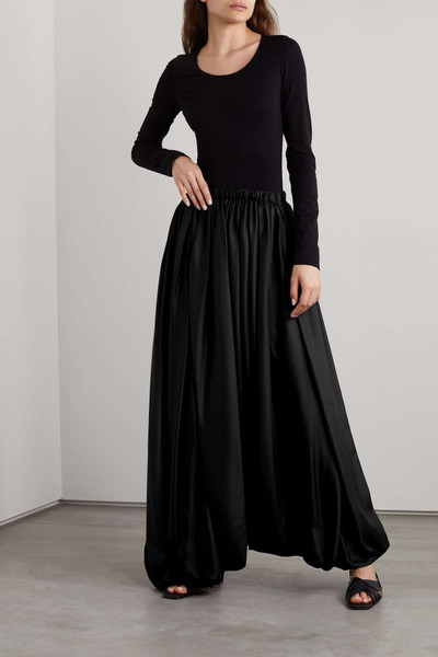 The Row Hana asymmetric pleated silk-twill maxi skirt outlook