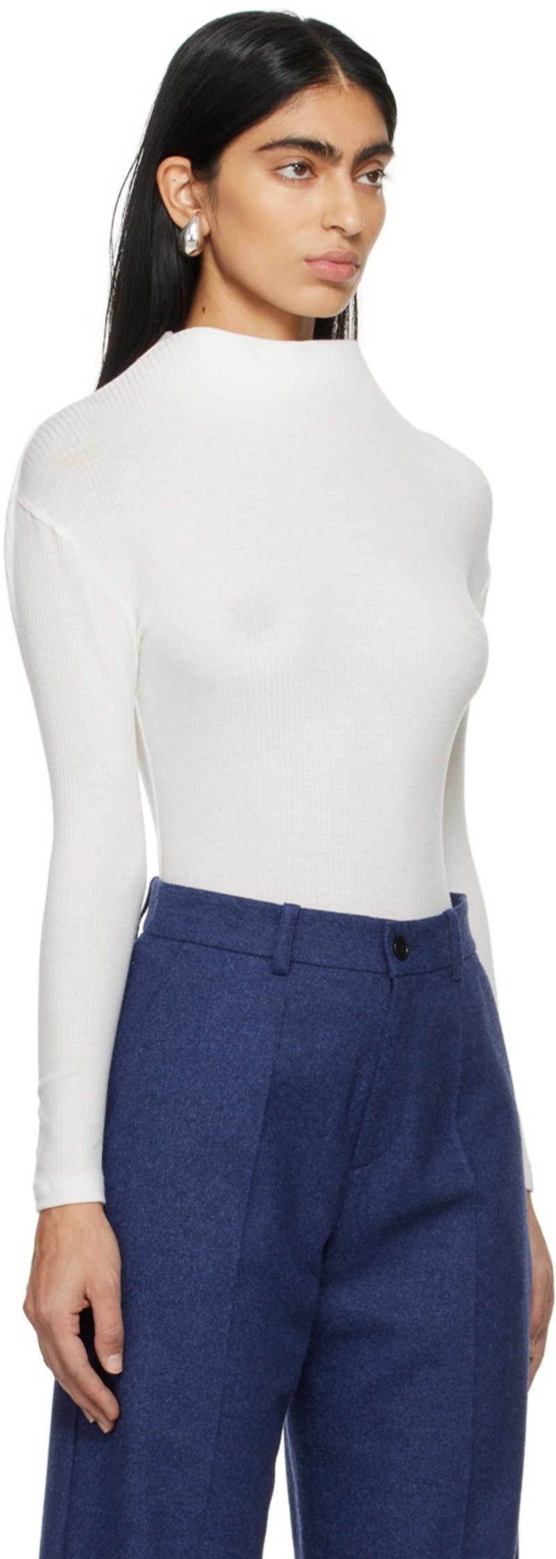 MARIE ADAM-LEENAERDT White Structured Collar Long Sleeve T-Shirt outlook