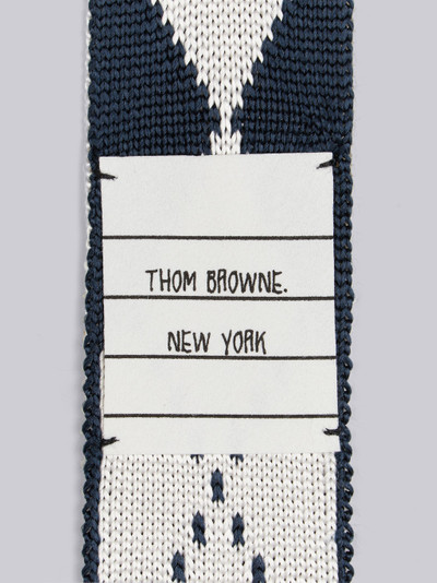Thom Browne Navy Knitted Silk Jacquard Argyle 4-Bar Tie outlook