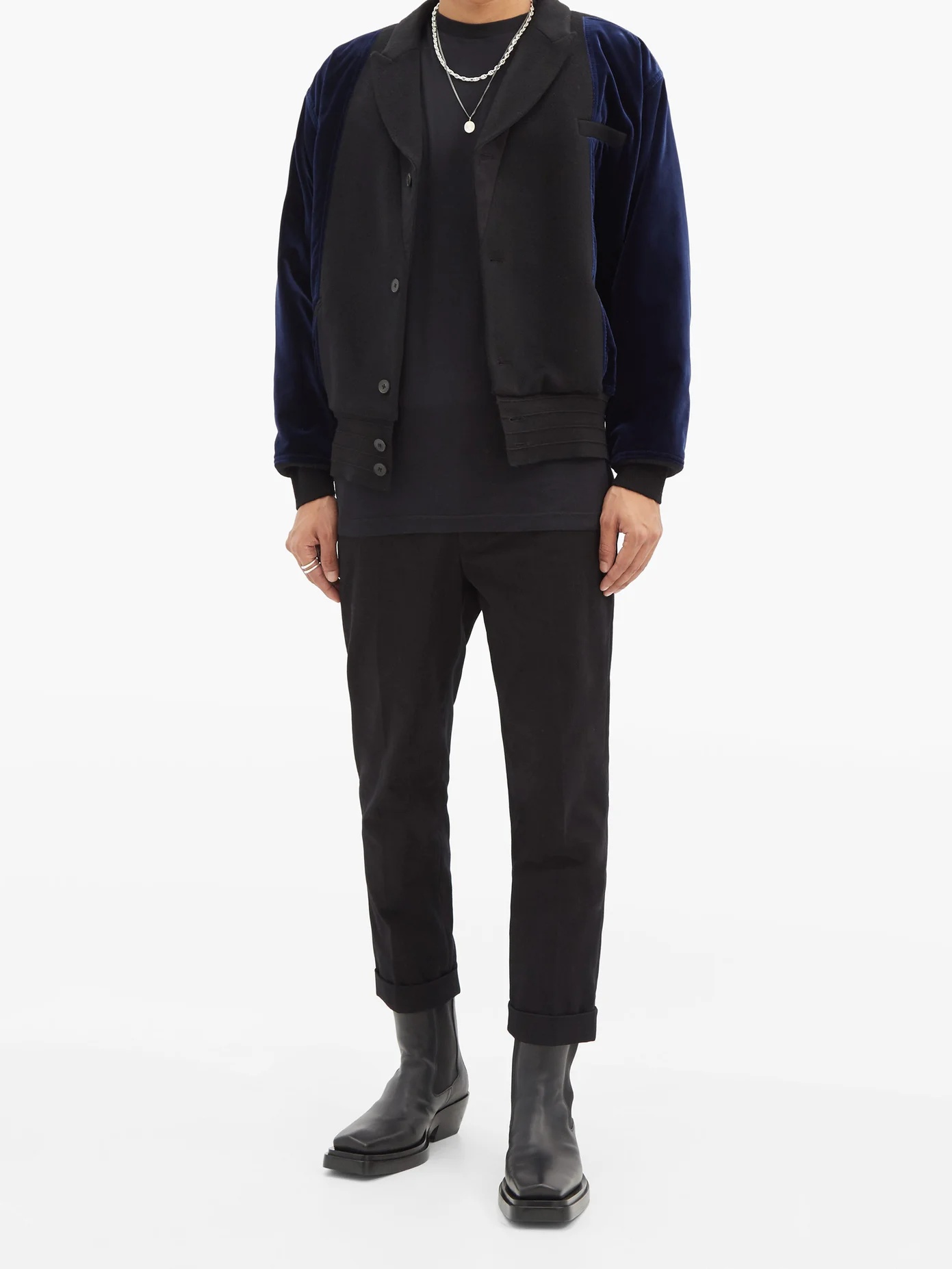 Peak-lapel velvet bomber jacket - 2