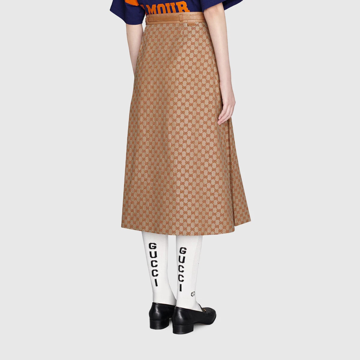 GG linen canvas pleated skirt - 4