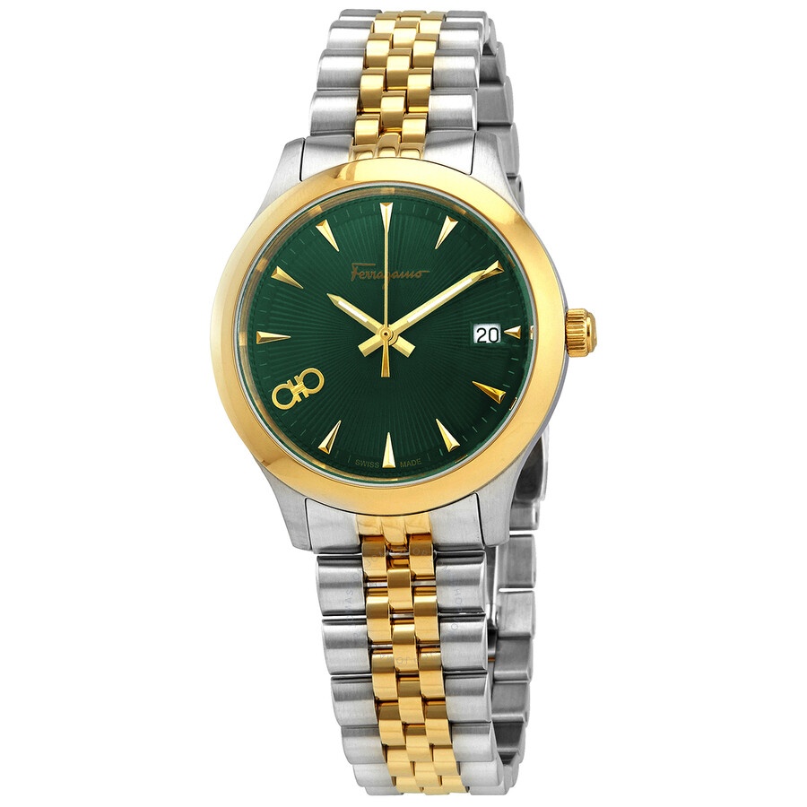 Ferragamo Duo Quartz Green Dial Ladies Watch SFCU00219 - 1