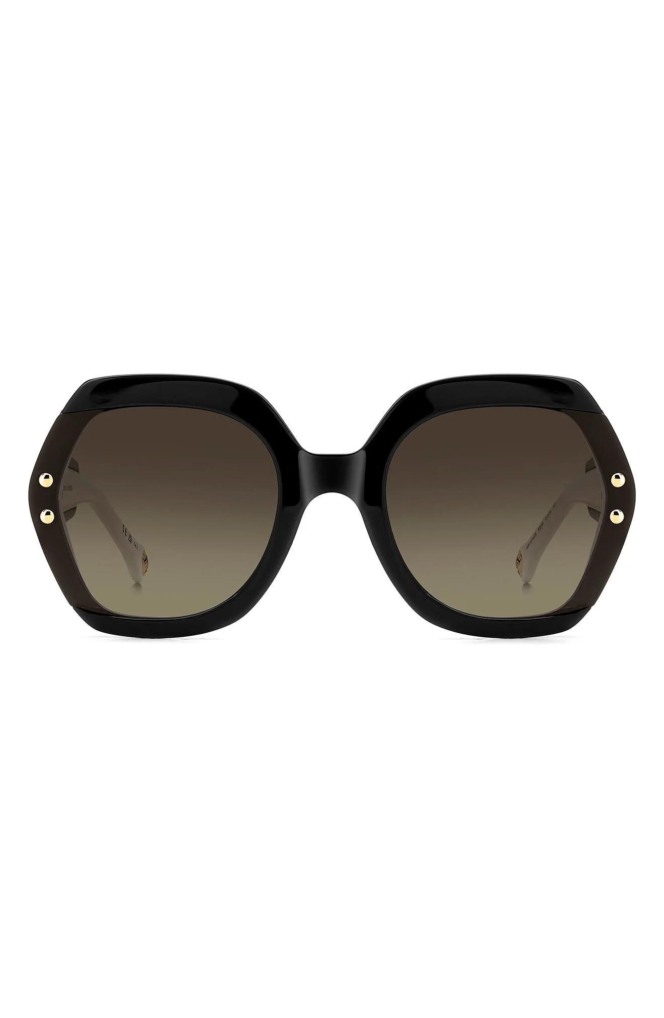 Carolina Herrera 61mm Gradient Geometric Sunglasses in Black White/Brown Sf at Nordstrom - 1