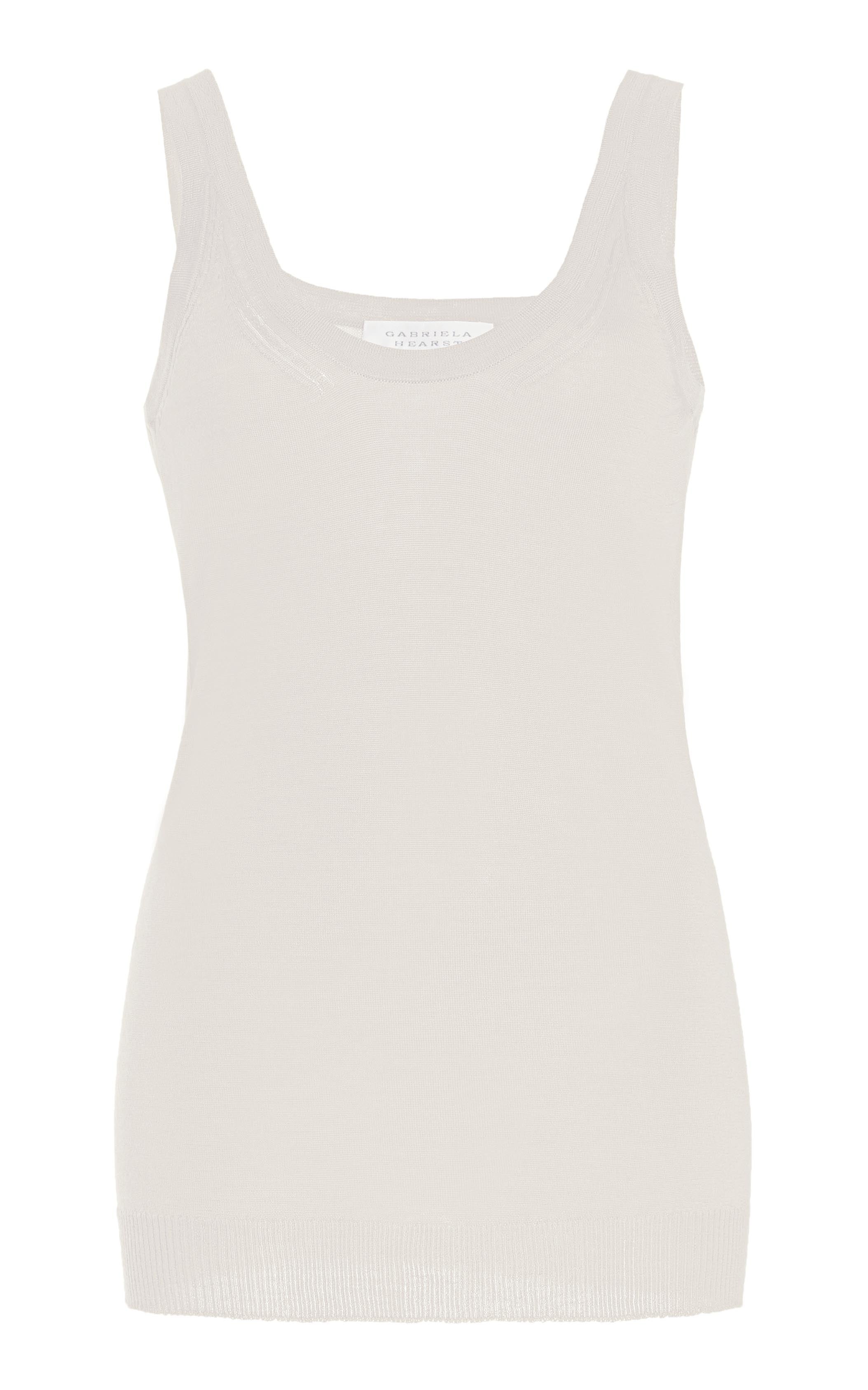 Toby Tank in Ivory Silk Cashmere - 1