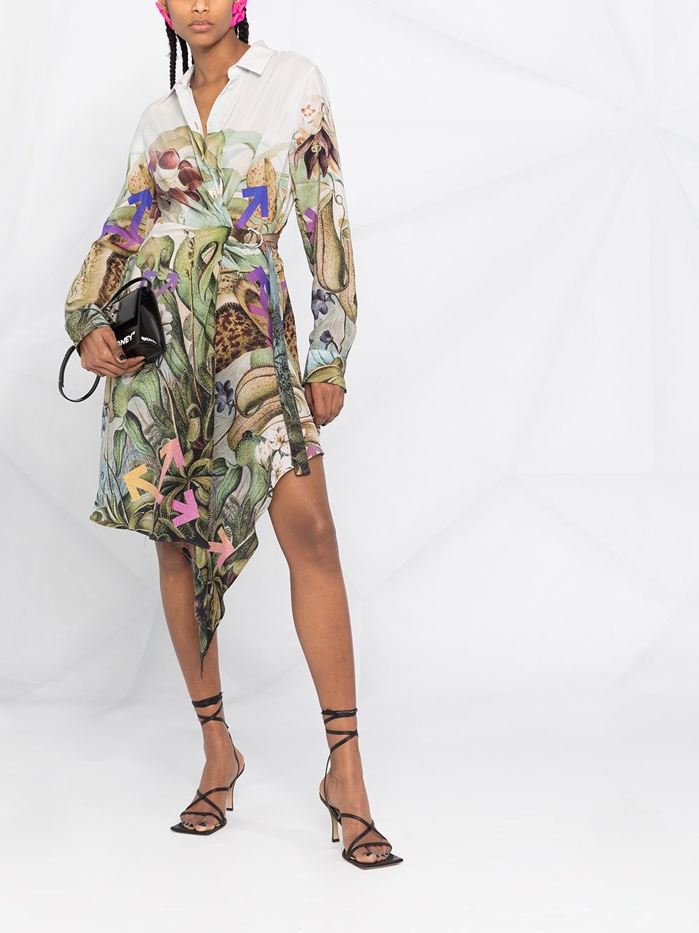 botanical-print shirt dress - 2