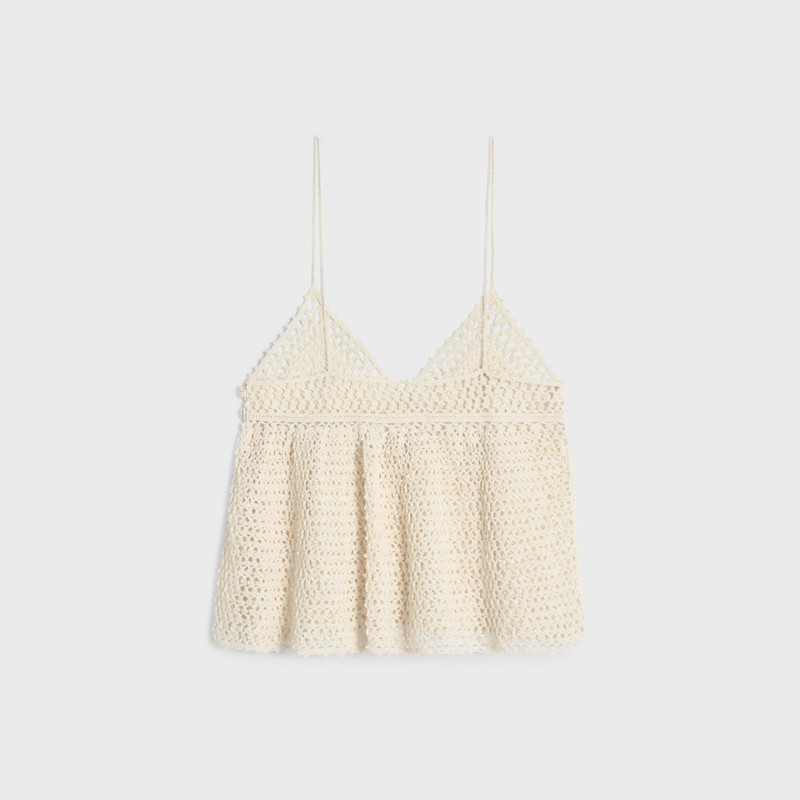 CELINE top with thin straps in crocheted cotton outlook