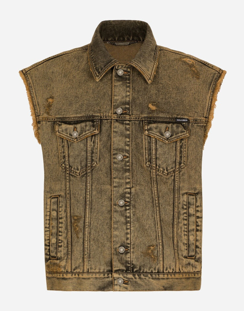 Overdyed sleeveless denim 재킷 - 1