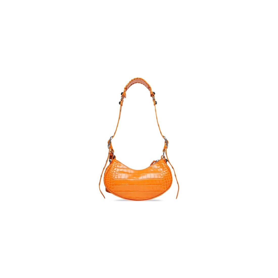 Women's Le Cagole Xs Shoulder Bag Crocodile Embossed  in Orange - 5