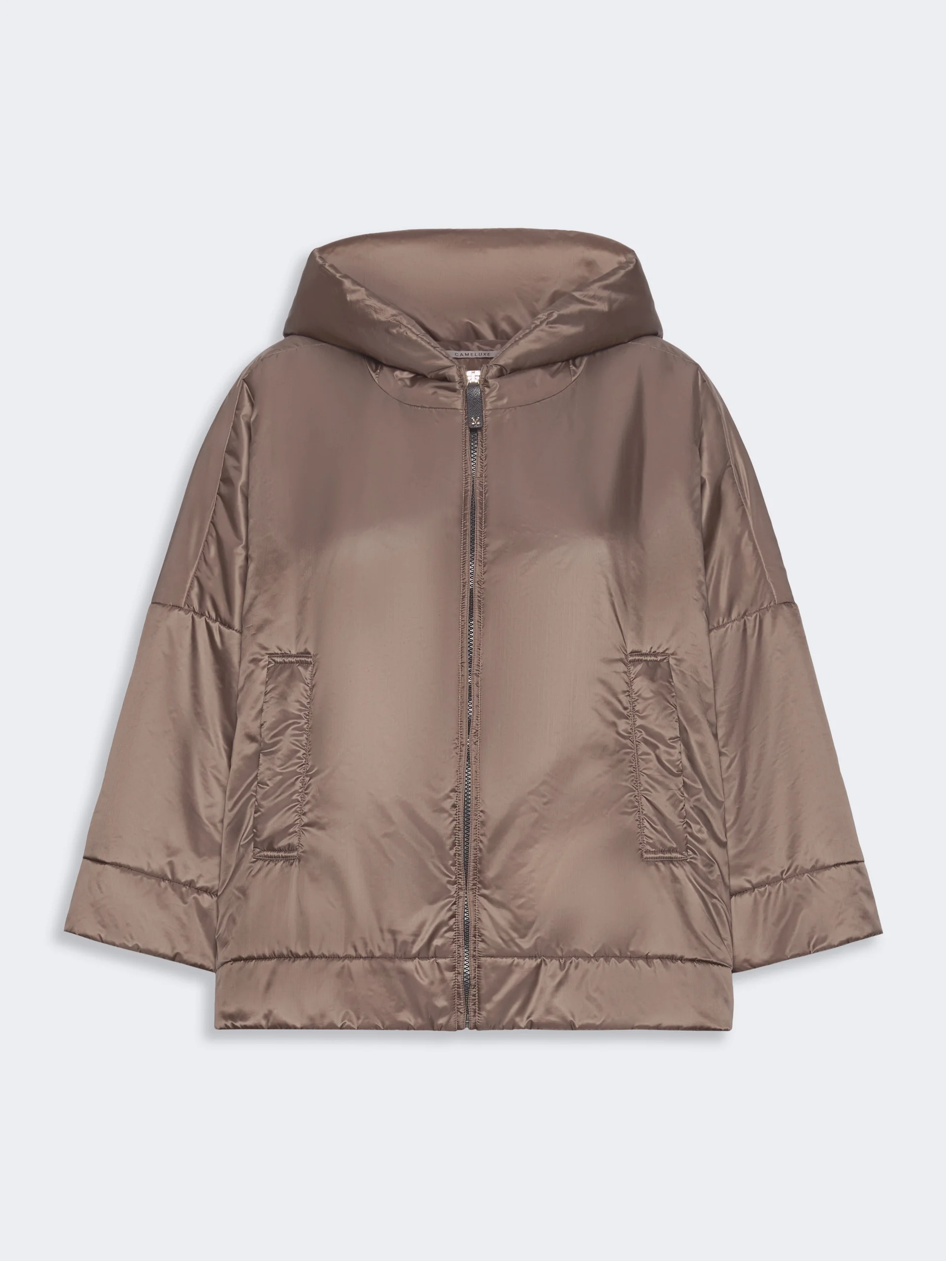 FIORE Padded, hooded jacket in water-repellent canvas - BROWN - 1