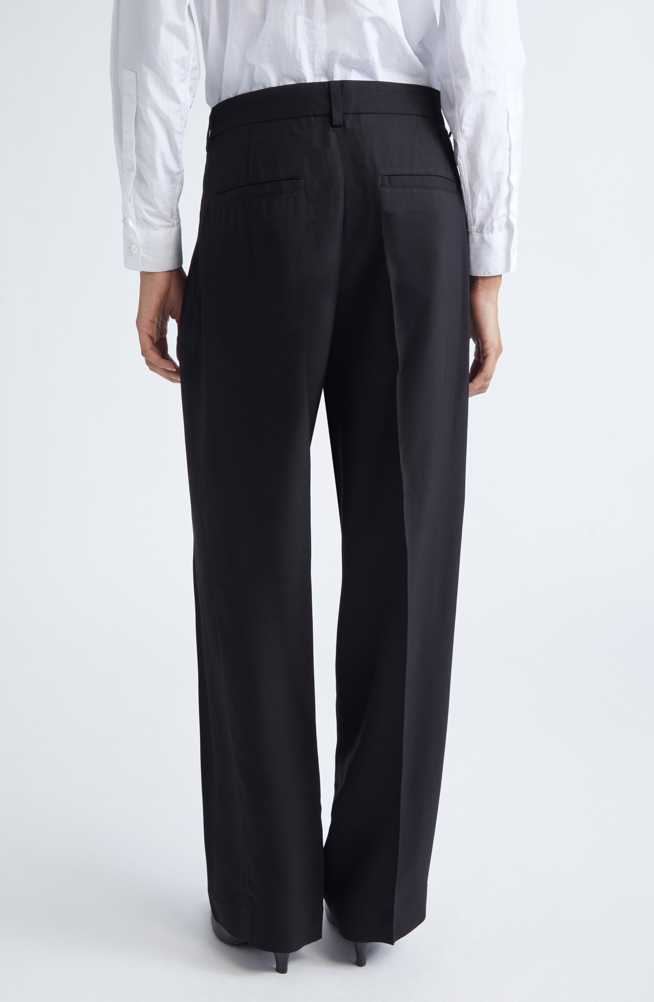 TOTEME Double Pleat Straight Leg Trosuers in Black at Nordstrom - 3