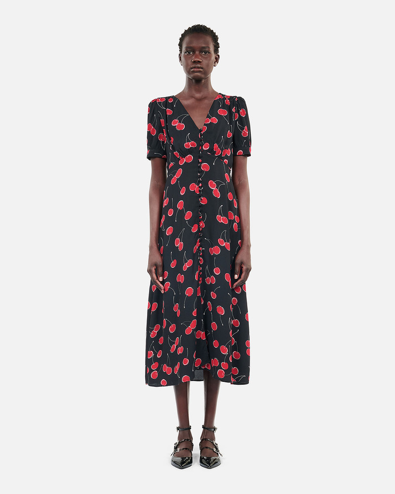 CHERRY PRINTED LONG DRESS WITH BUTTONING 3