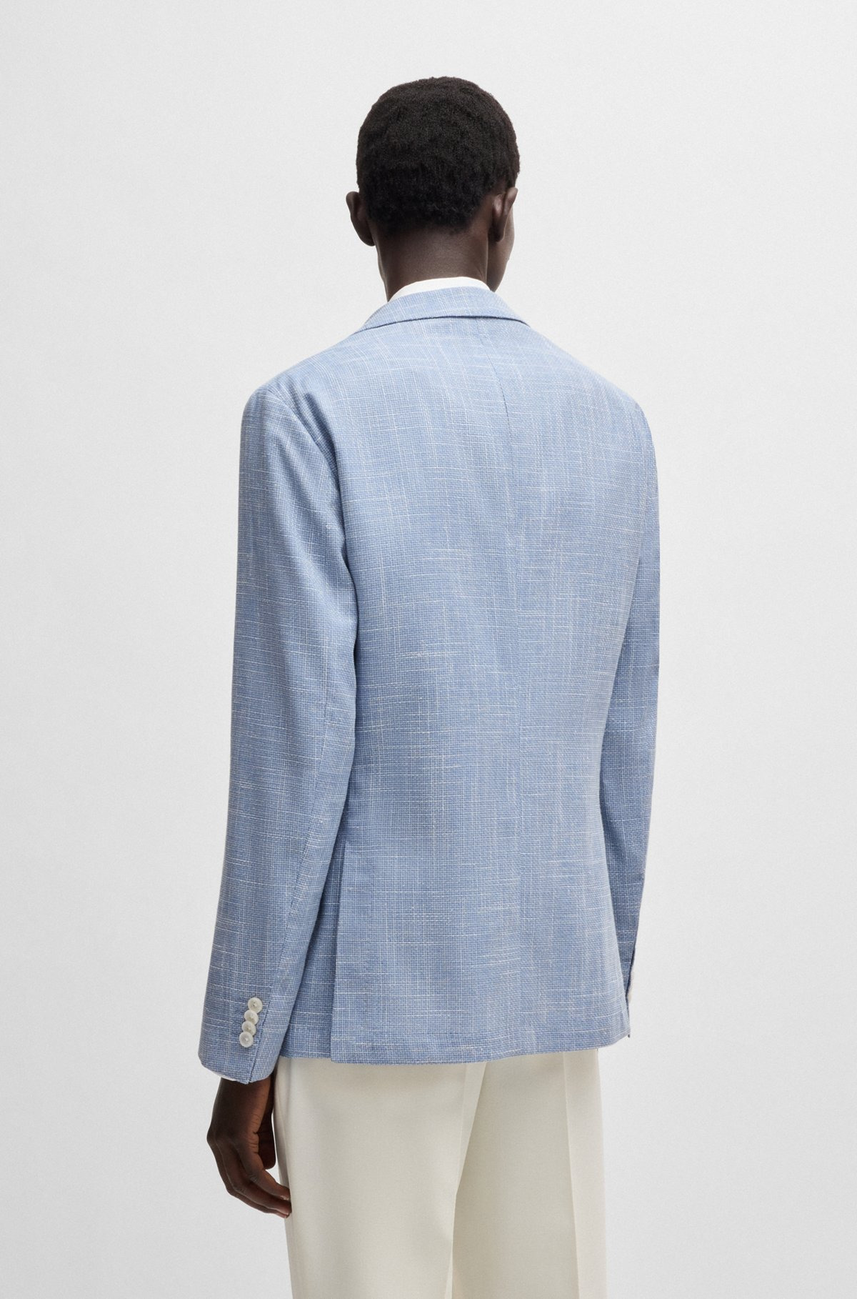 SLIM-FIT BLAZER IN MICRO-PATTERNED FABRIC - 4
