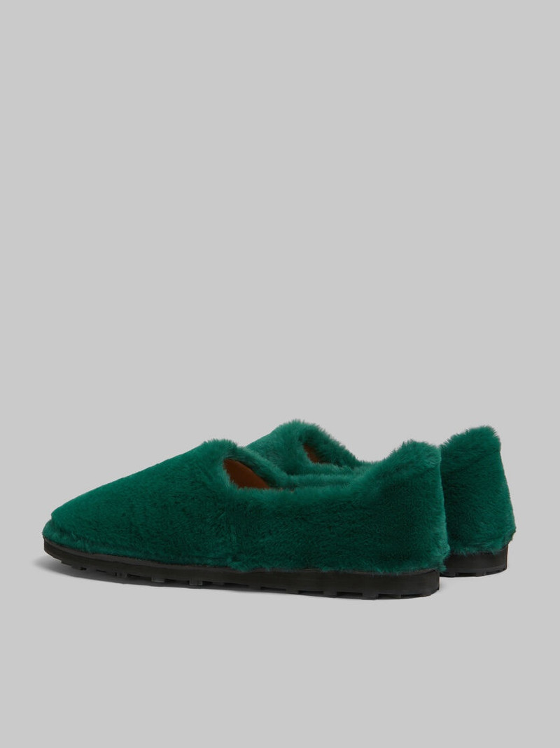 Marni GREEN SLIP-ON LOAFER IN FAUX FUR outlook
