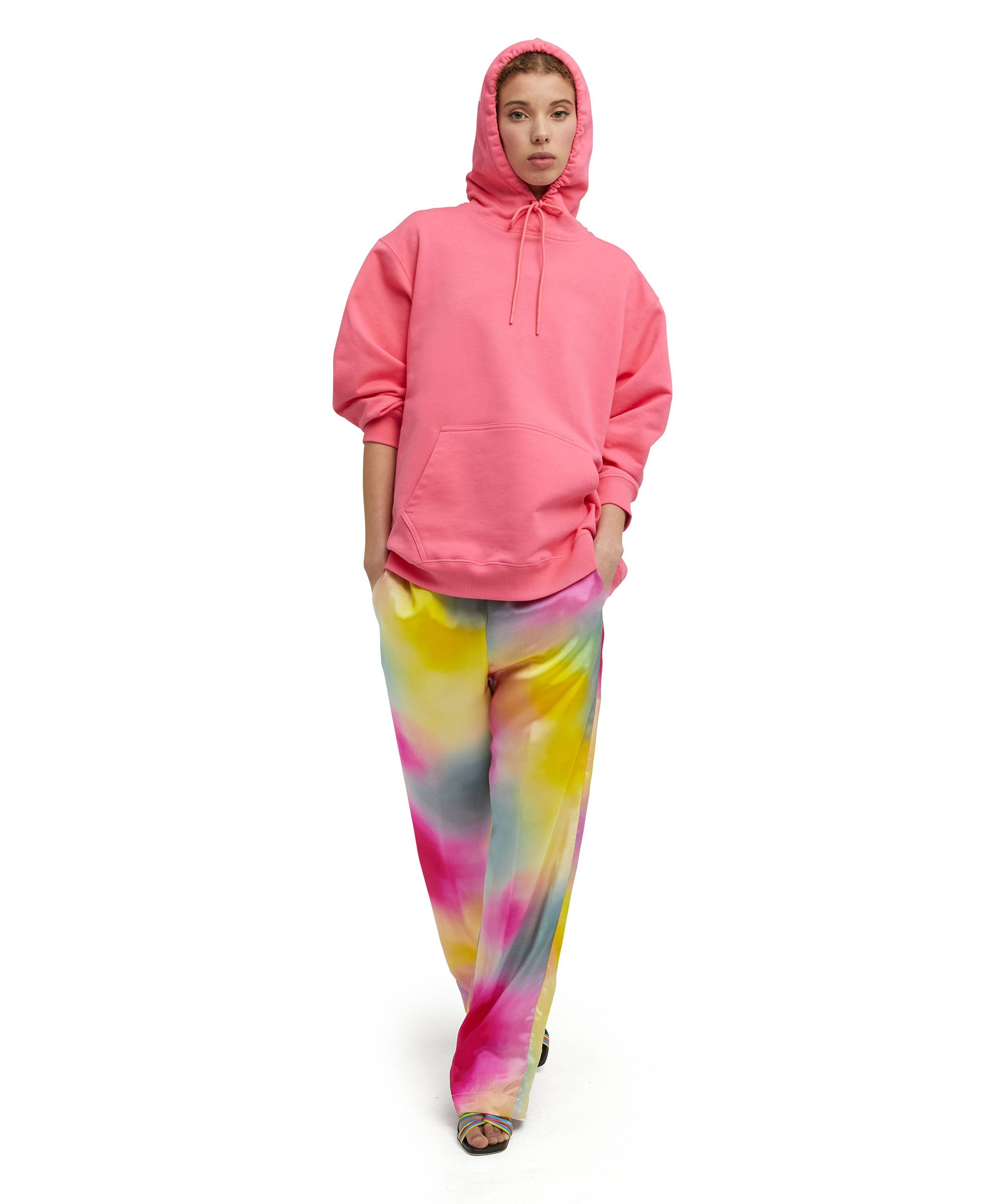 Viscose twill flowing tie dye pants with straight legs - 5