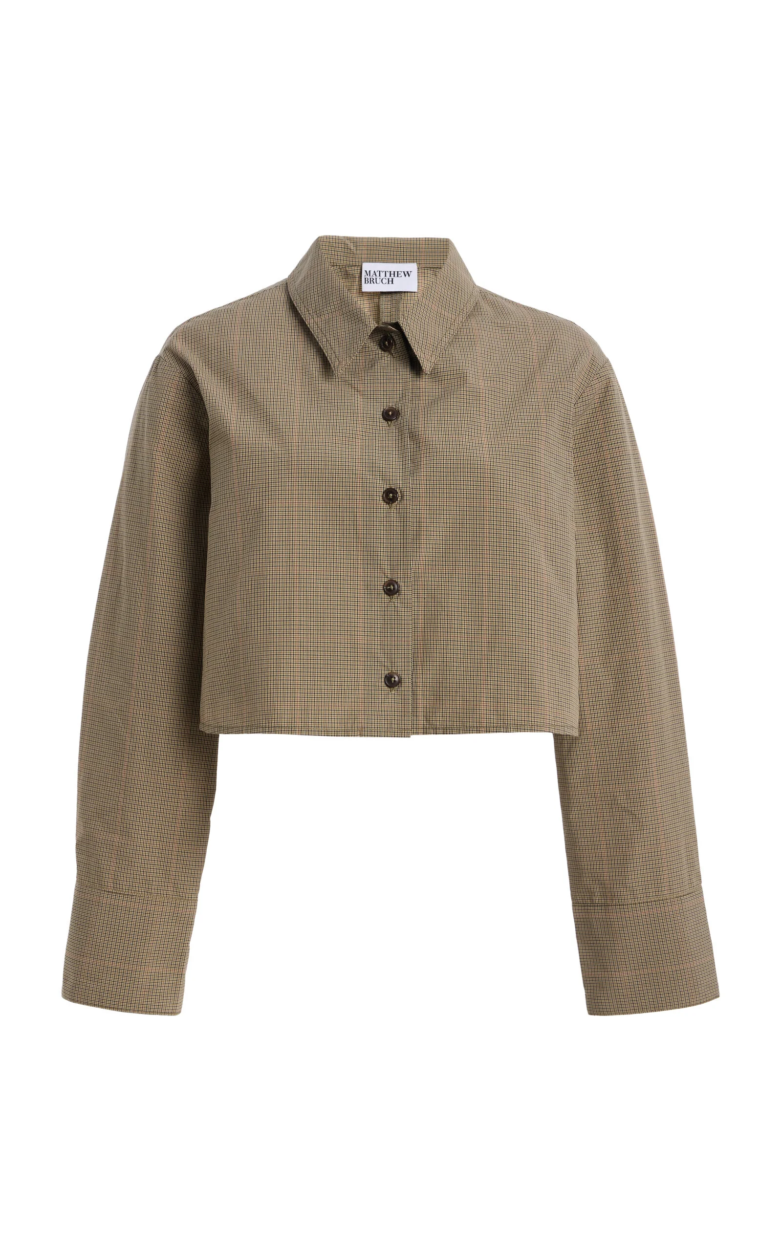 Cropped Oversized Plaid Button Down - 1
