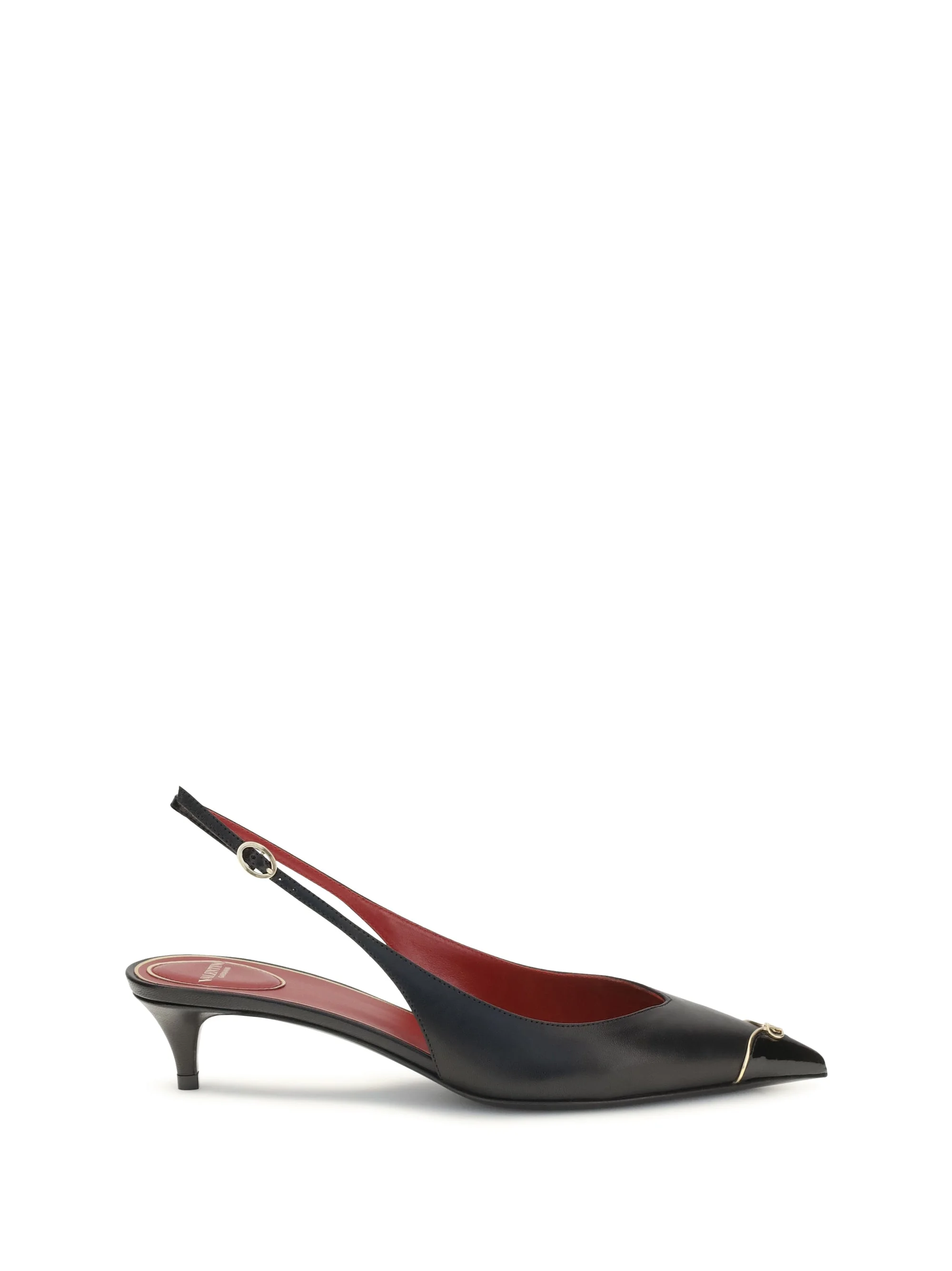 Valentino Garavani VLogo Kitten-Heel Slingback Pumps Black - 1