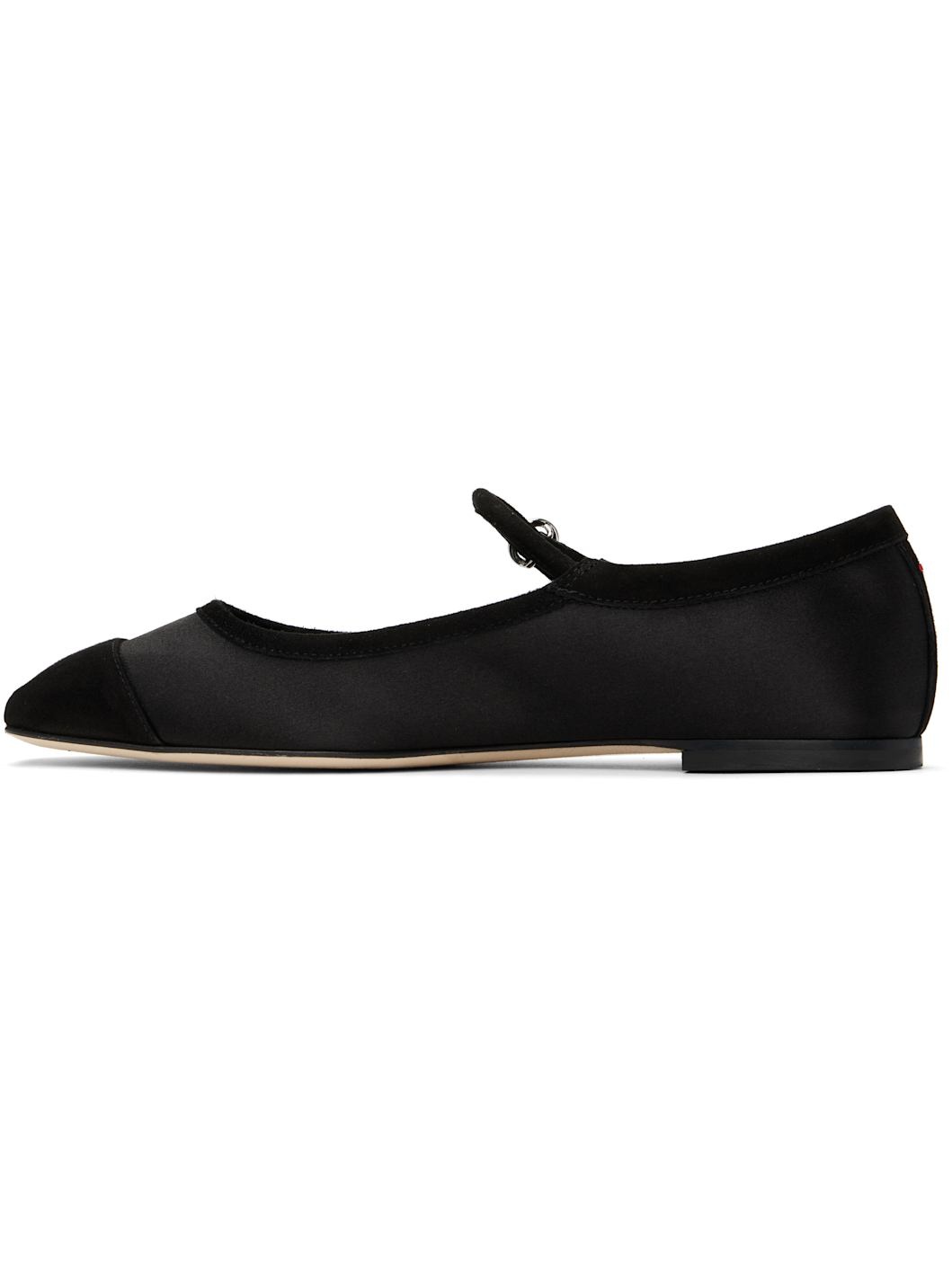 Black Uma Satin Toe-Cap Ballerina Flats - 3