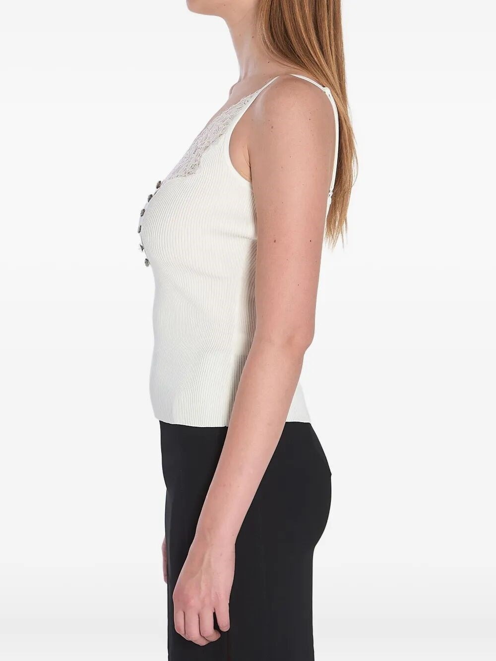 Lace Trim Rib Knit Top - 3