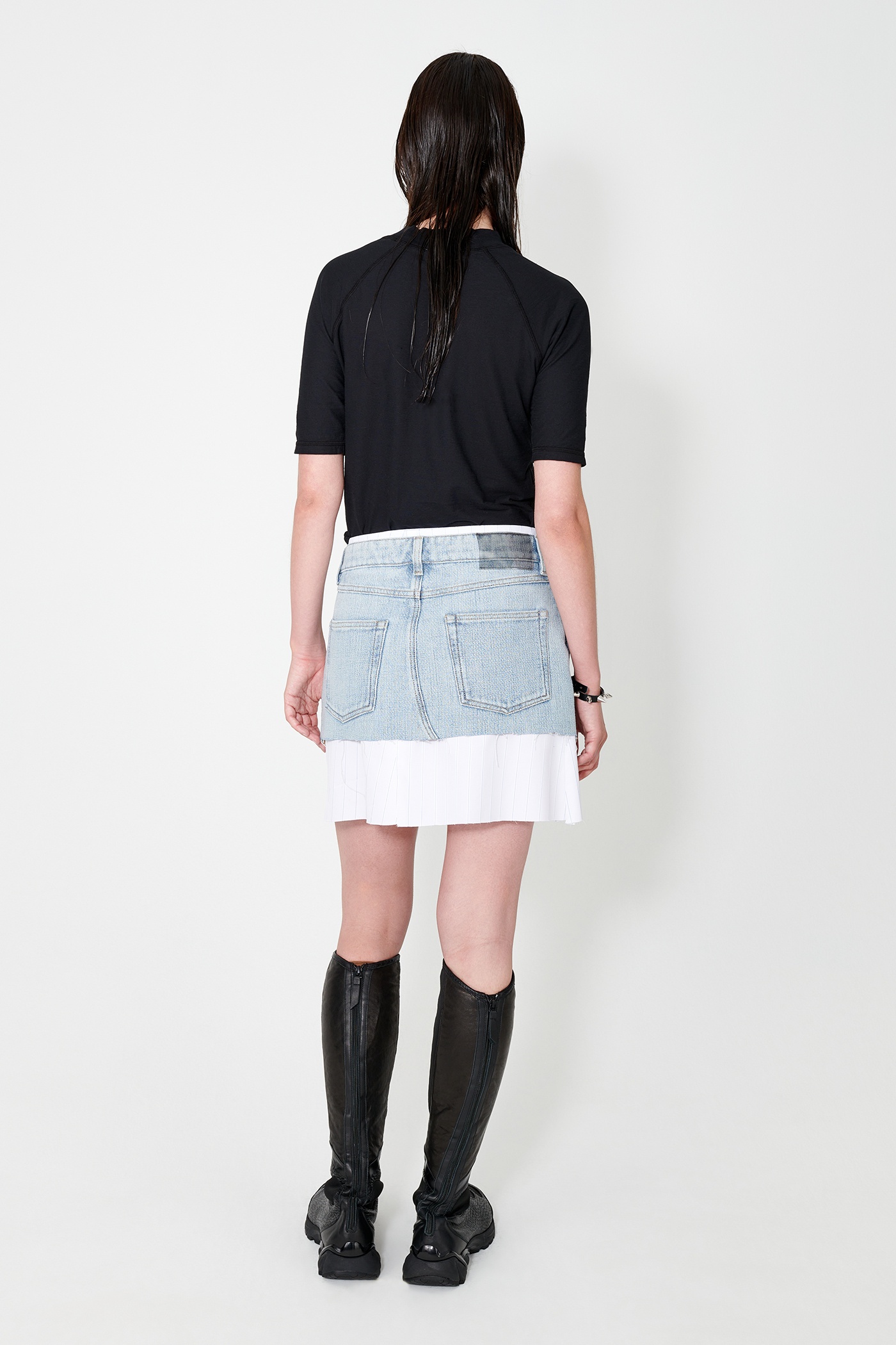 Our Legacy Mini Denim Skirt in Bleached Lurex Woof. 98% Cotton 2% Polyester. Womens Slim Fit Short S - 5