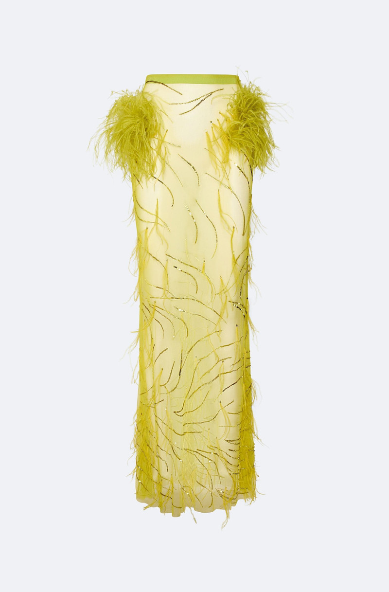 Feather Embroidery Flare Skirt 1