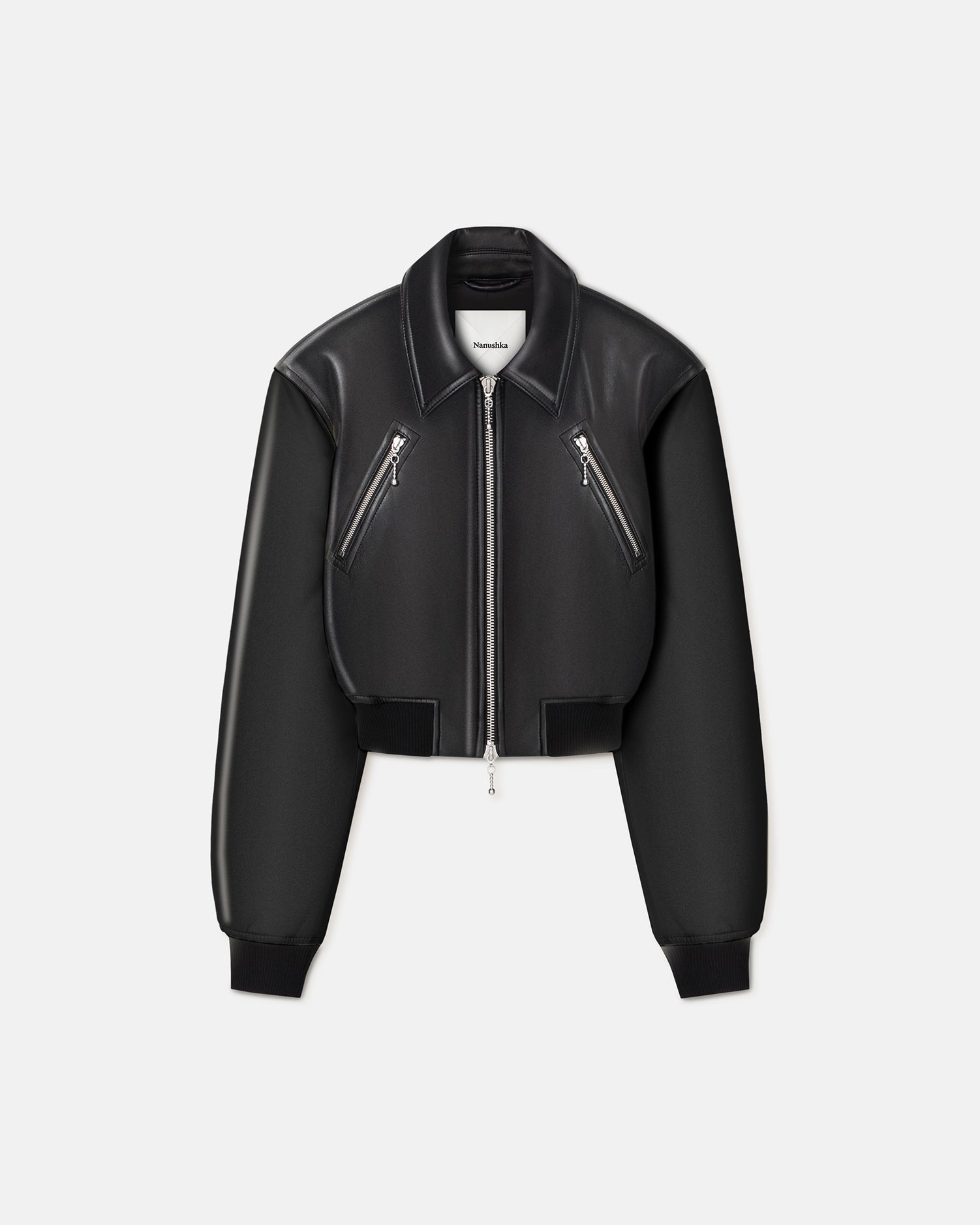 Cropped Regenerated Leather Jacket - 1