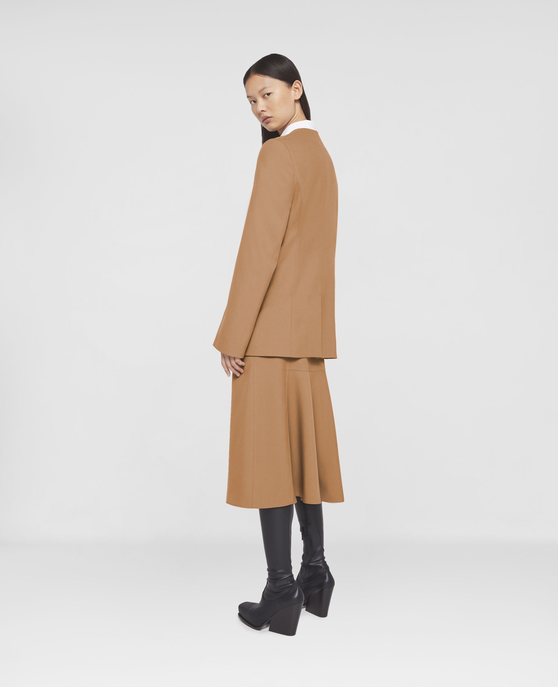 Slim Wool Collarless Jacket - 3