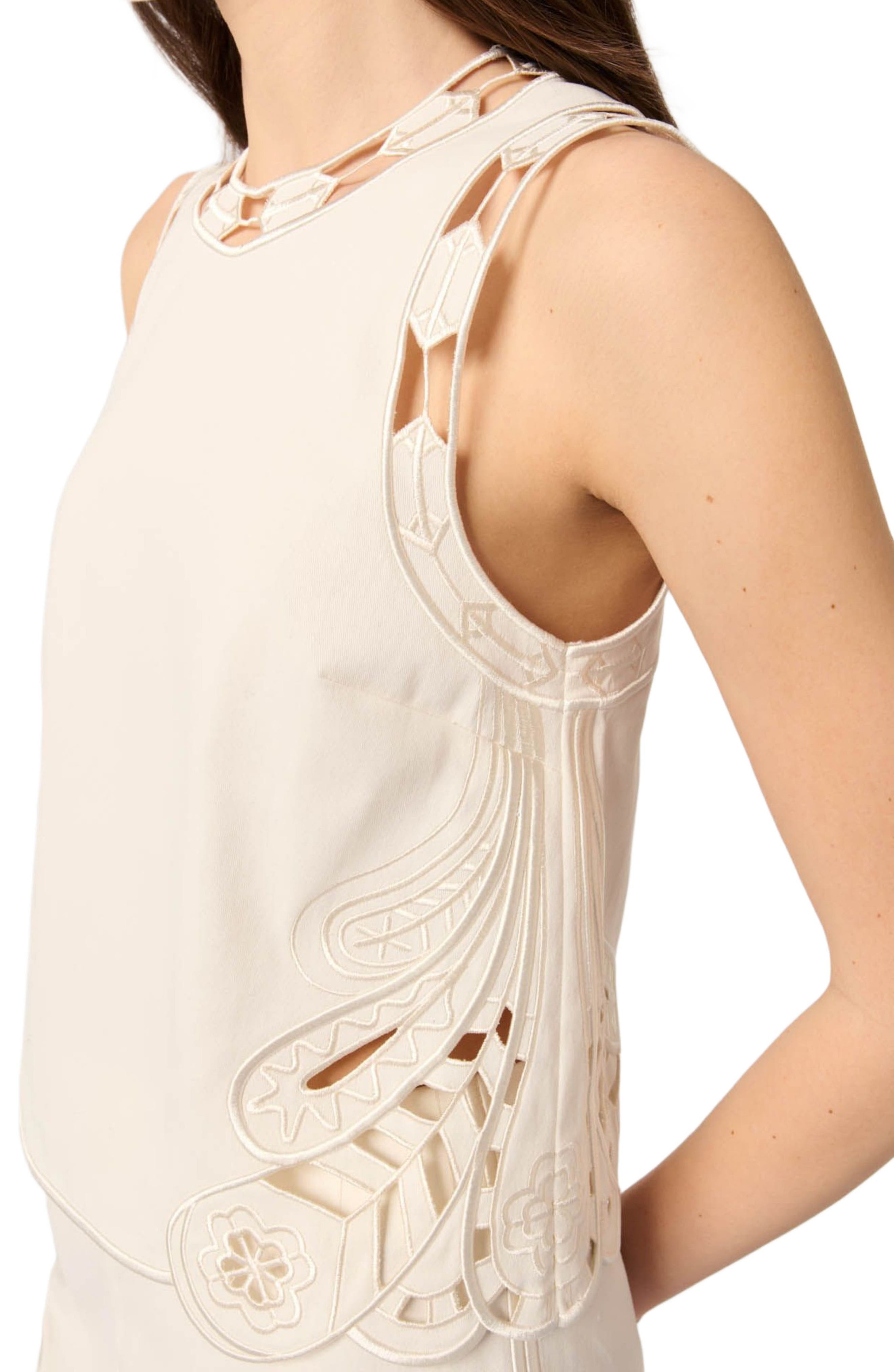 maje Embroidered vest top in Ecru at Nordstrom - 6