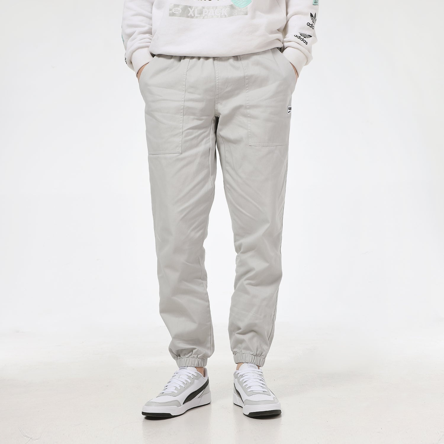 PUMA Downtown Small Logo Pants 'Grey Black' 531434-09 - 3