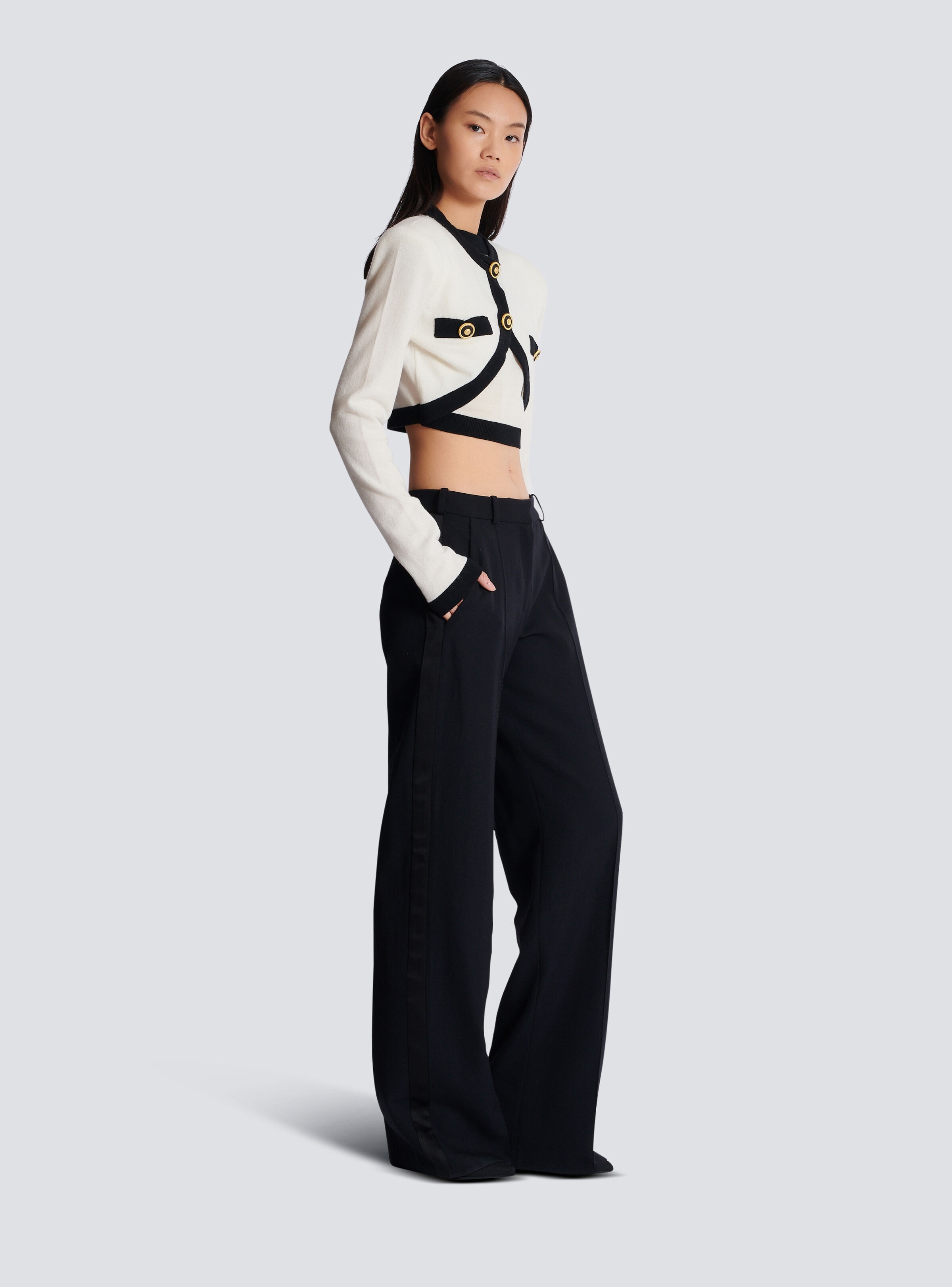 Knit jumper with faux cardigan design - 3