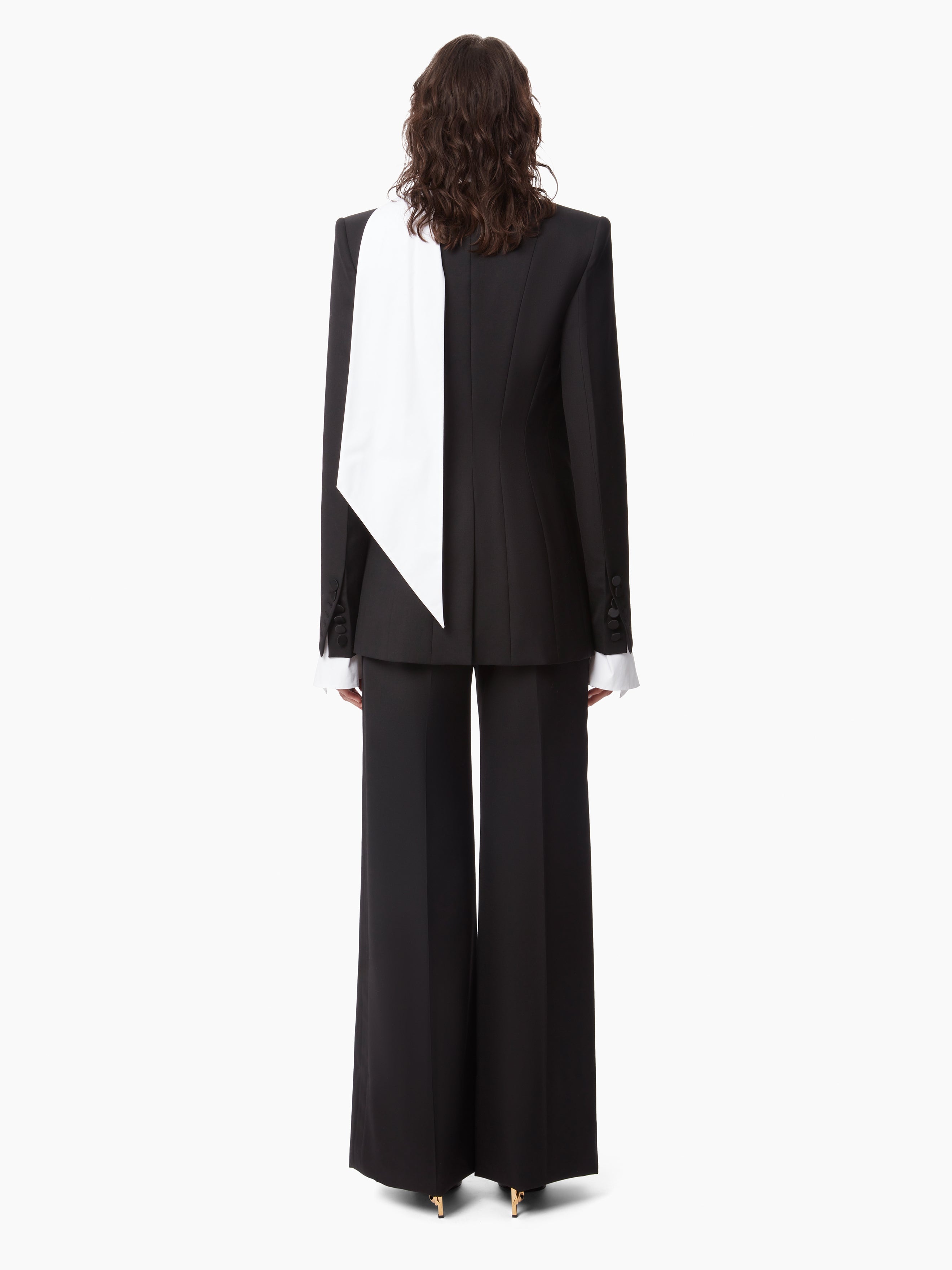 WIDE LEG PANTS WITH SATIN TRIM - 3