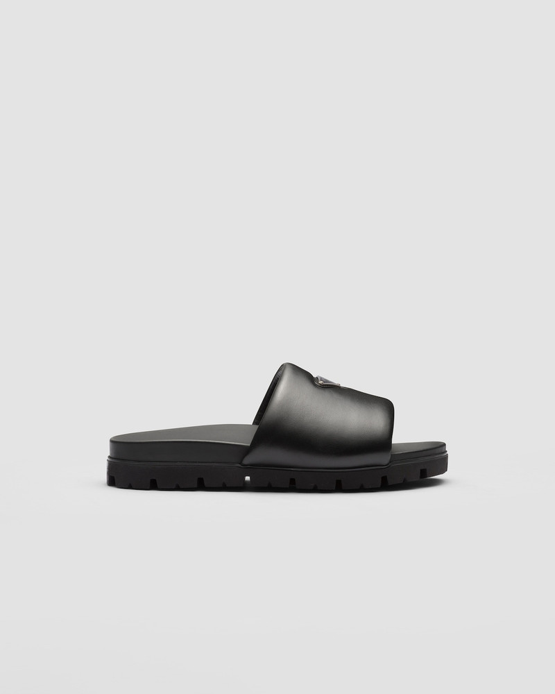 Padded nappa leather slides - 1
